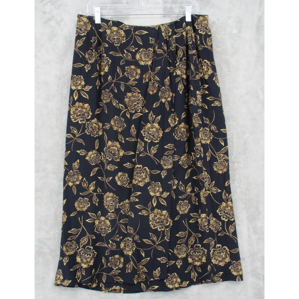 Vintage Chaus Skirt Womens Size 16 Floral Faux Wrap Bohemian Modest Cottage Zip